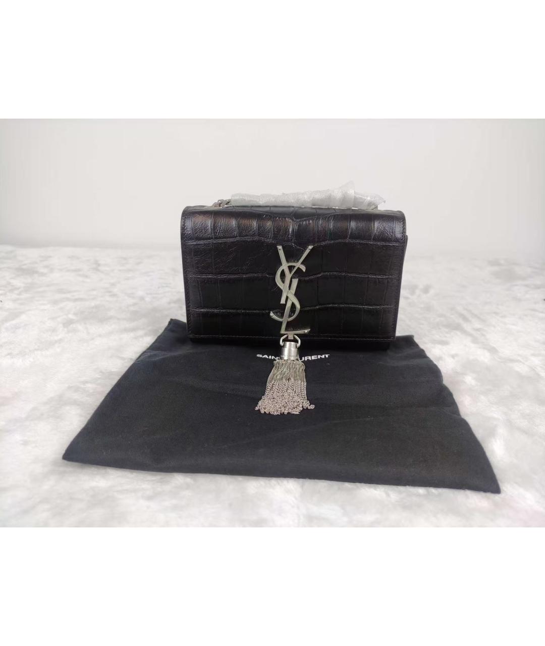 YVES SAINT LAURENT BEAUTY Черная кожаная сумка через плечо, фото 2