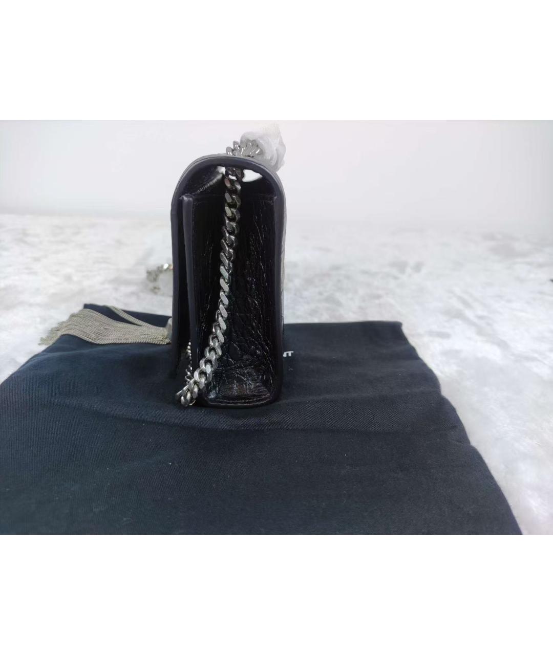 YVES SAINT LAURENT BEAUTY Черная кожаная сумка через плечо, фото 4