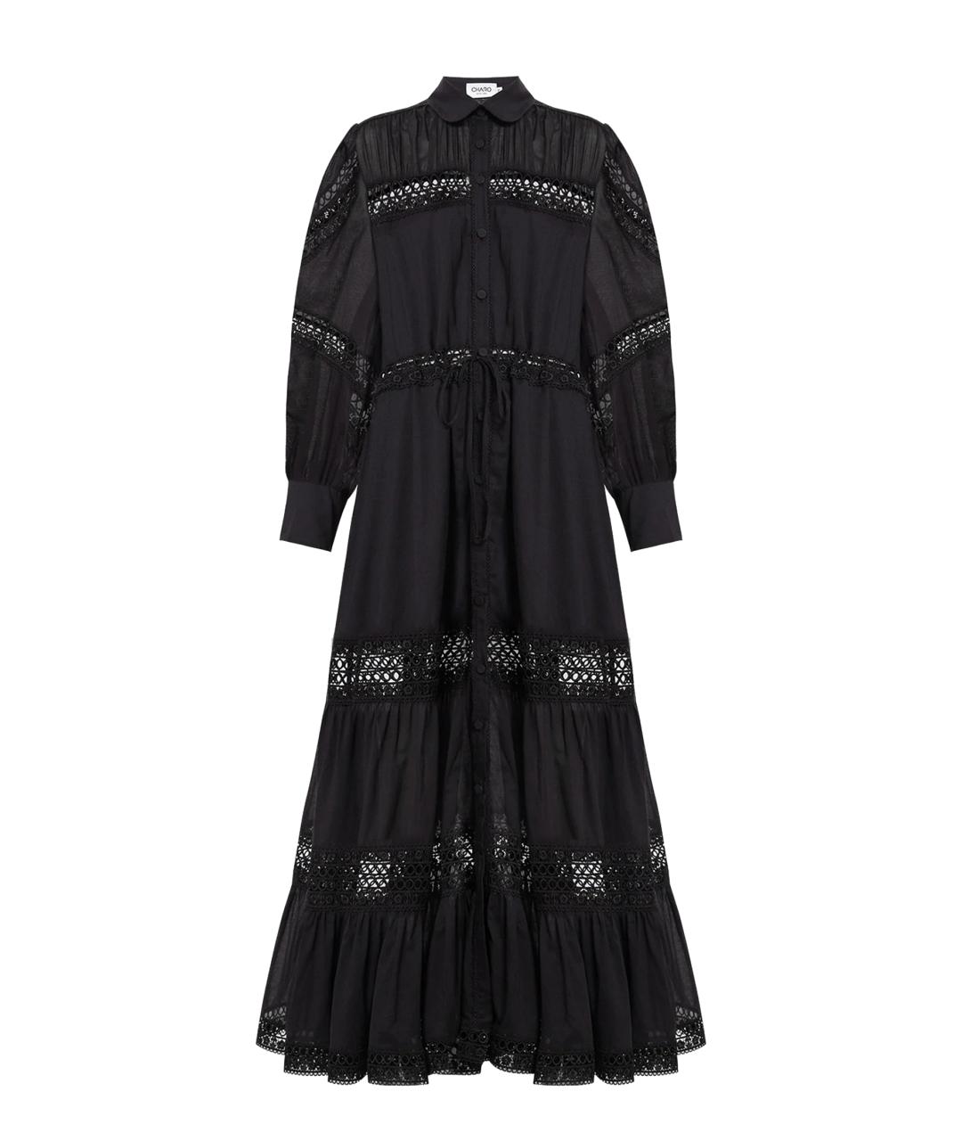 CHARO RUIZ Черное хлопковое повседневное платье, фото 1