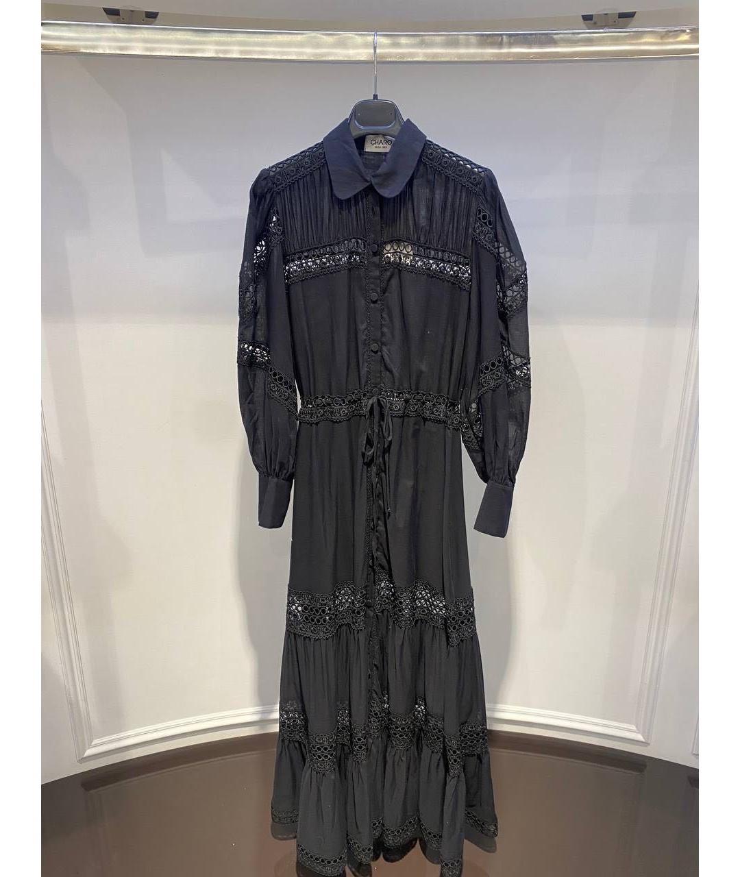 CHARO RUIZ Черное хлопковое повседневное платье, фото 3