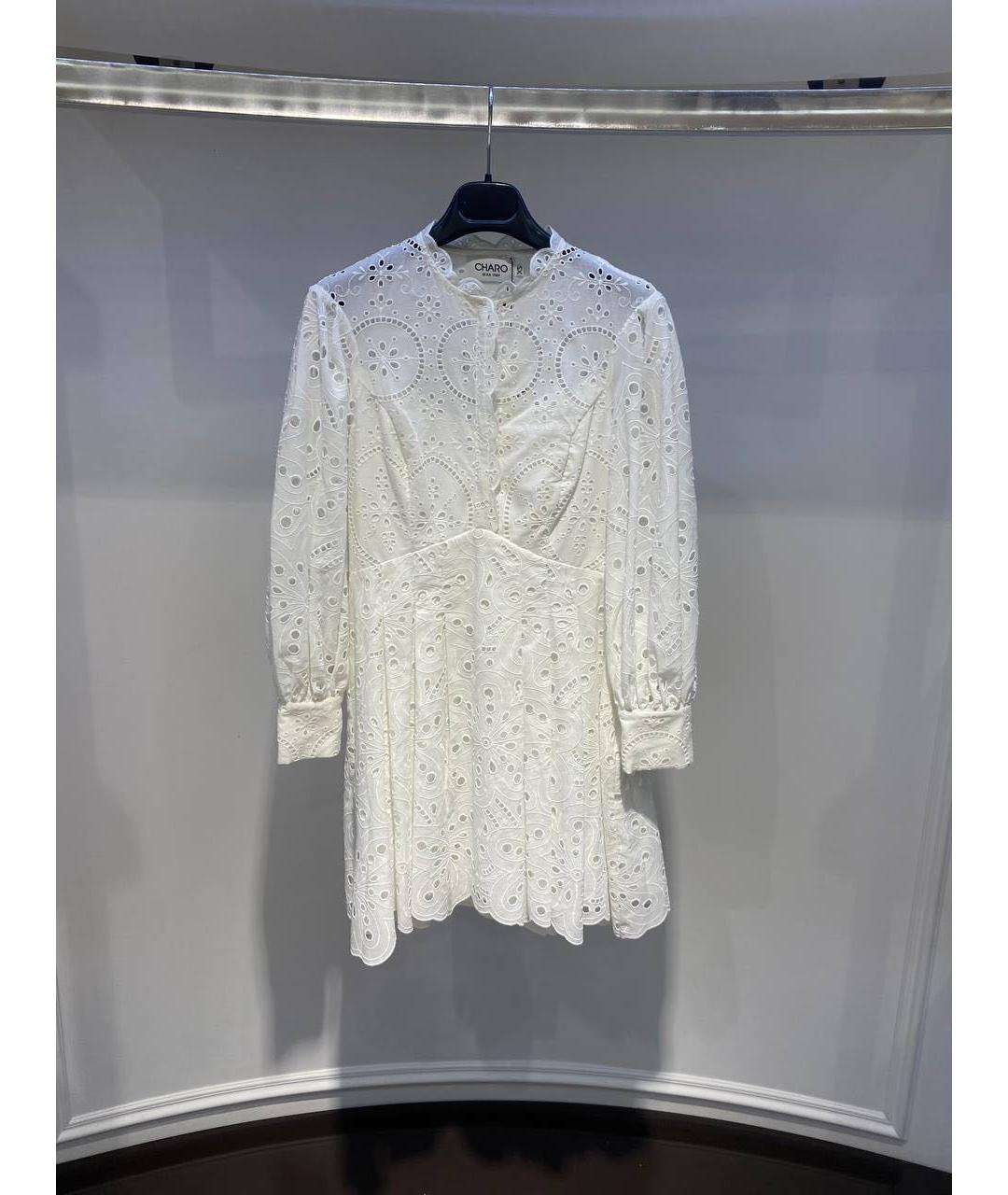CHARO RUIZ Белое хлопковое повседневное платье, фото 3