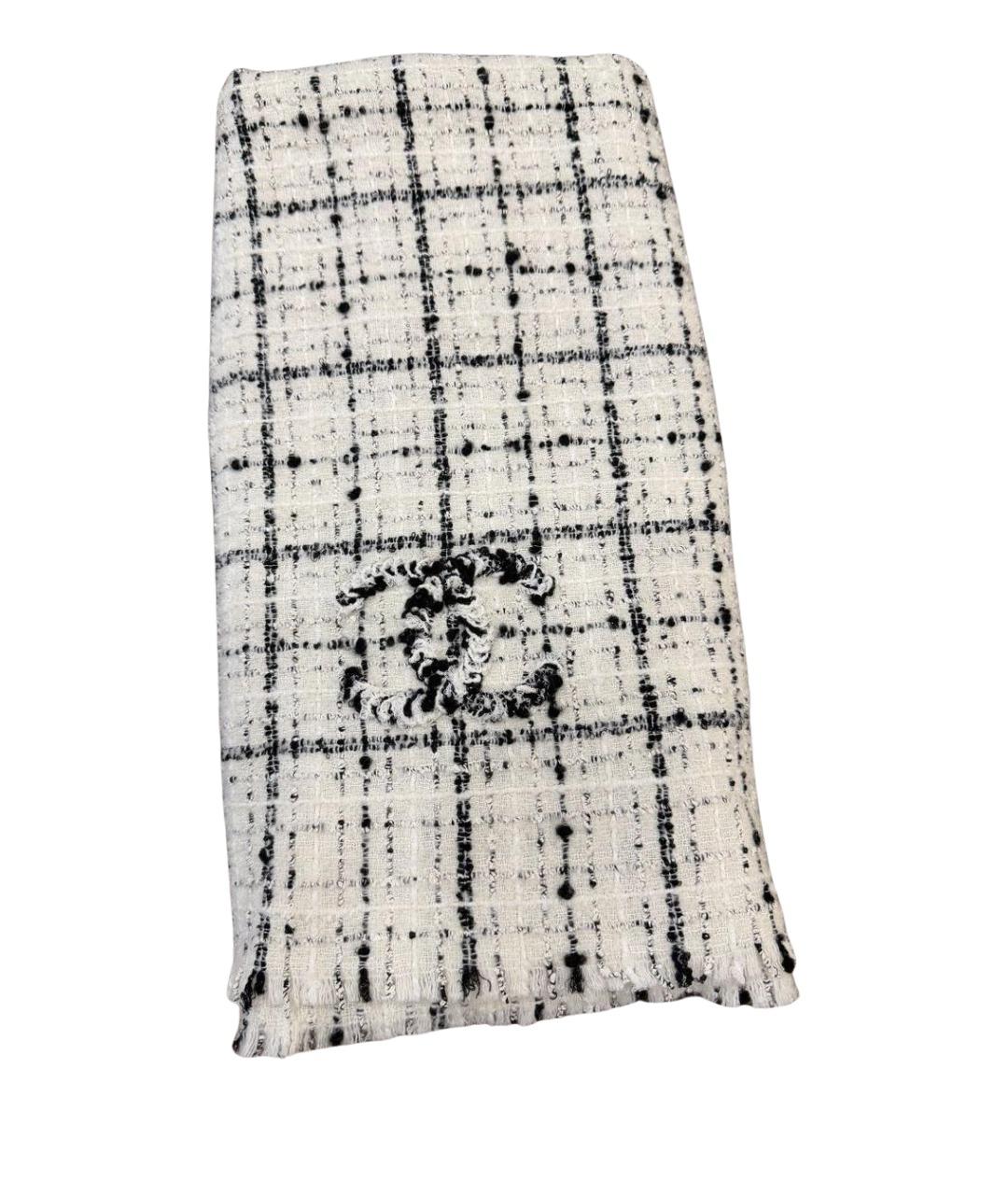 CHANEL Белый шерстяной шарф, фото 1