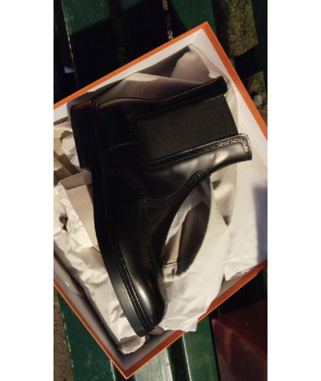 HERMES Черные кожаные высокие ботинки, фото 2