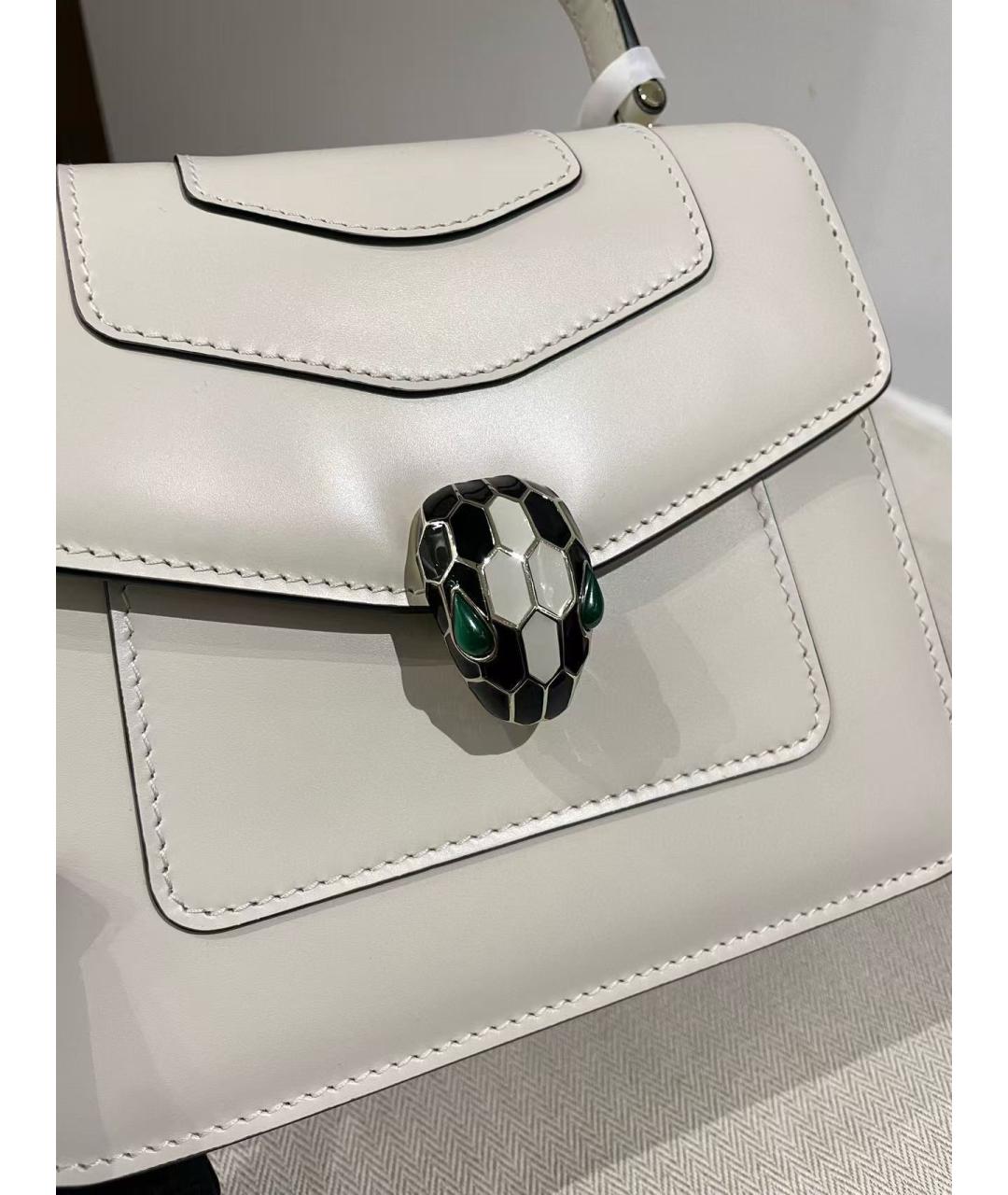 BVLGARI Белая кожаная сумка с короткими ручками, фото 6