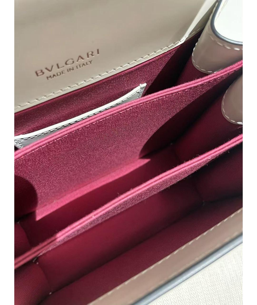 BVLGARI Белая кожаная сумка с короткими ручками, фото 7