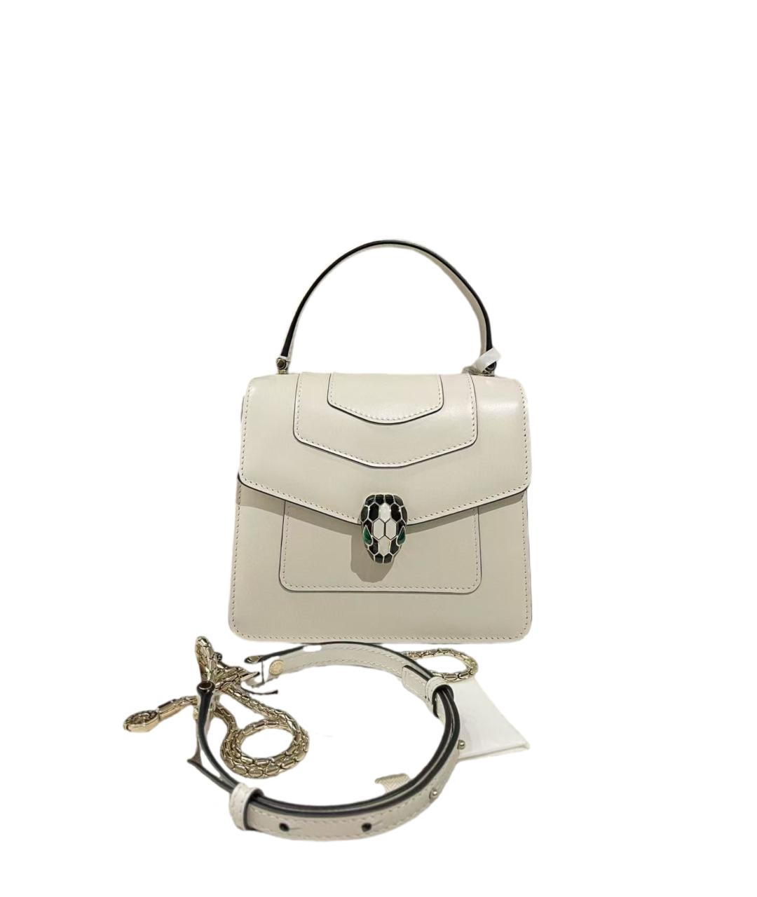BVLGARI Белая кожаная сумка с короткими ручками, фото 1