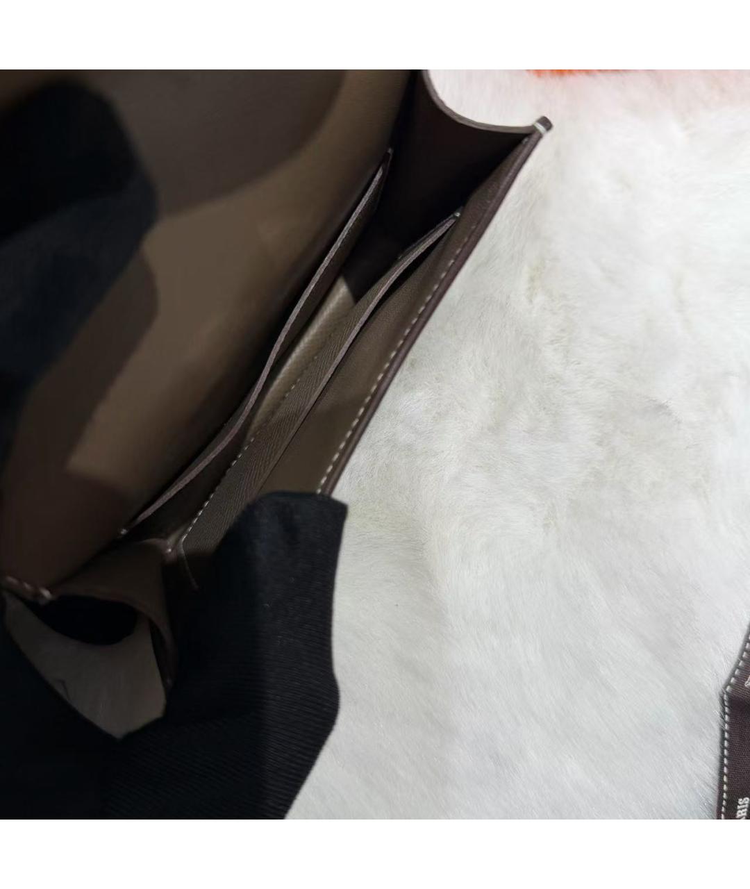 HERMES Серая кожаная сумка через плечо, фото 6