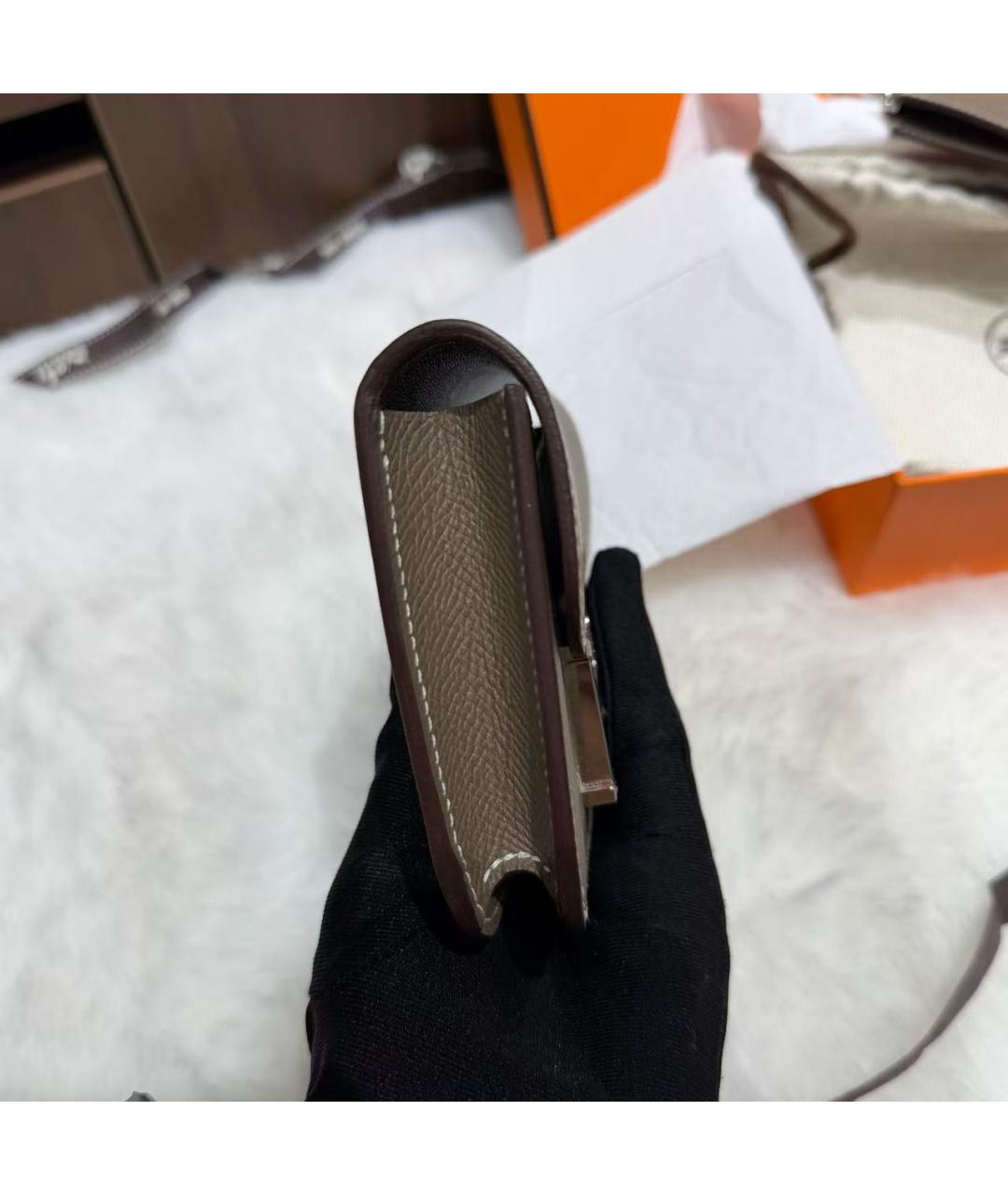 HERMES Серая кожаная сумка через плечо, фото 4