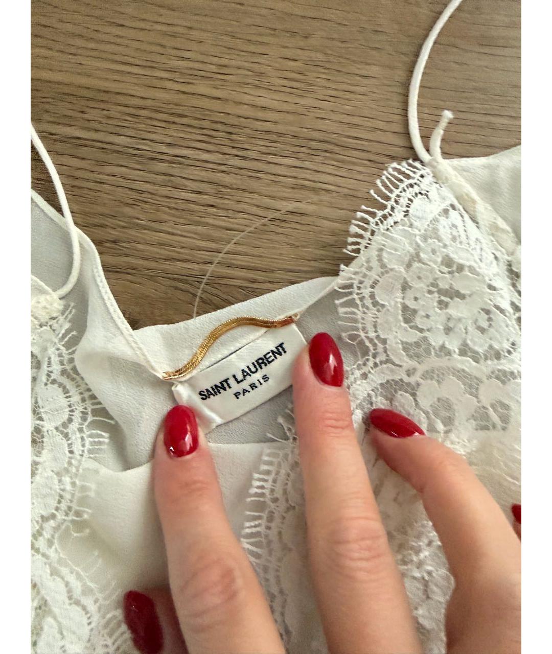 SAINT LAURENT Белая шелковая блузы, фото 4