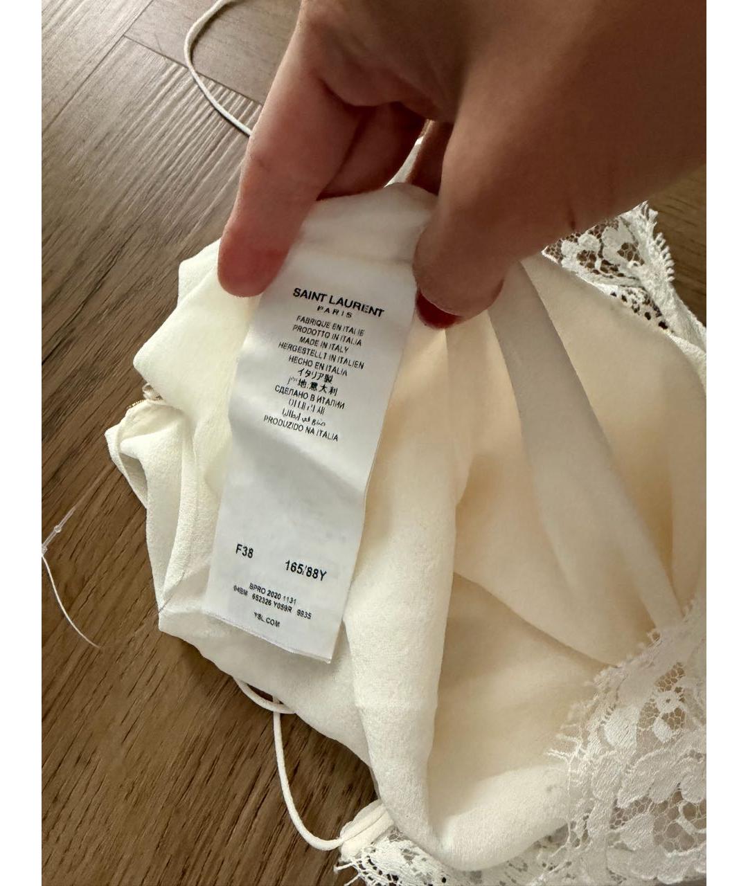 SAINT LAURENT Белая шелковая блузы, фото 6
