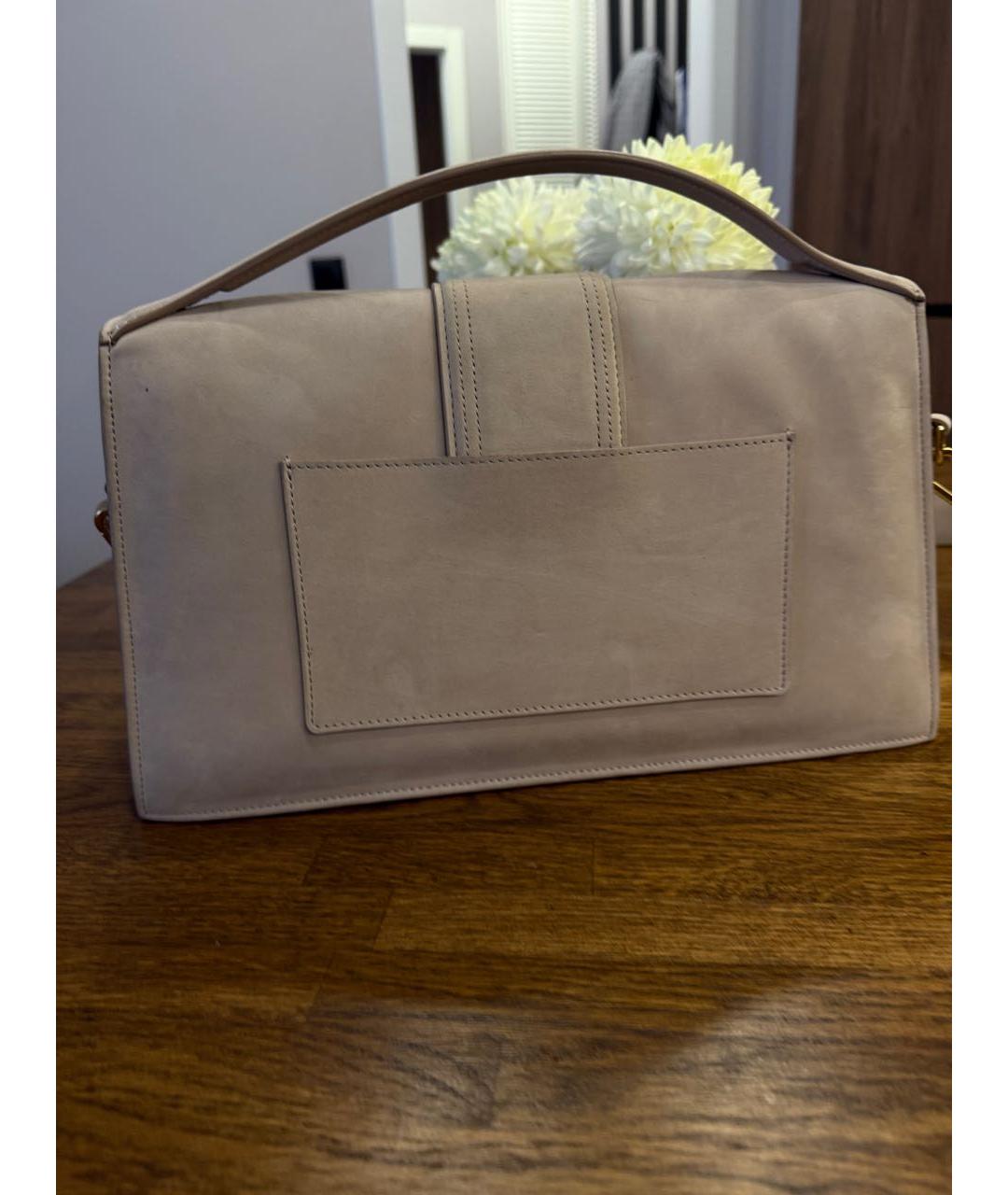 JACQUEMUS Серая замшевая сумка через плечо, фото 3