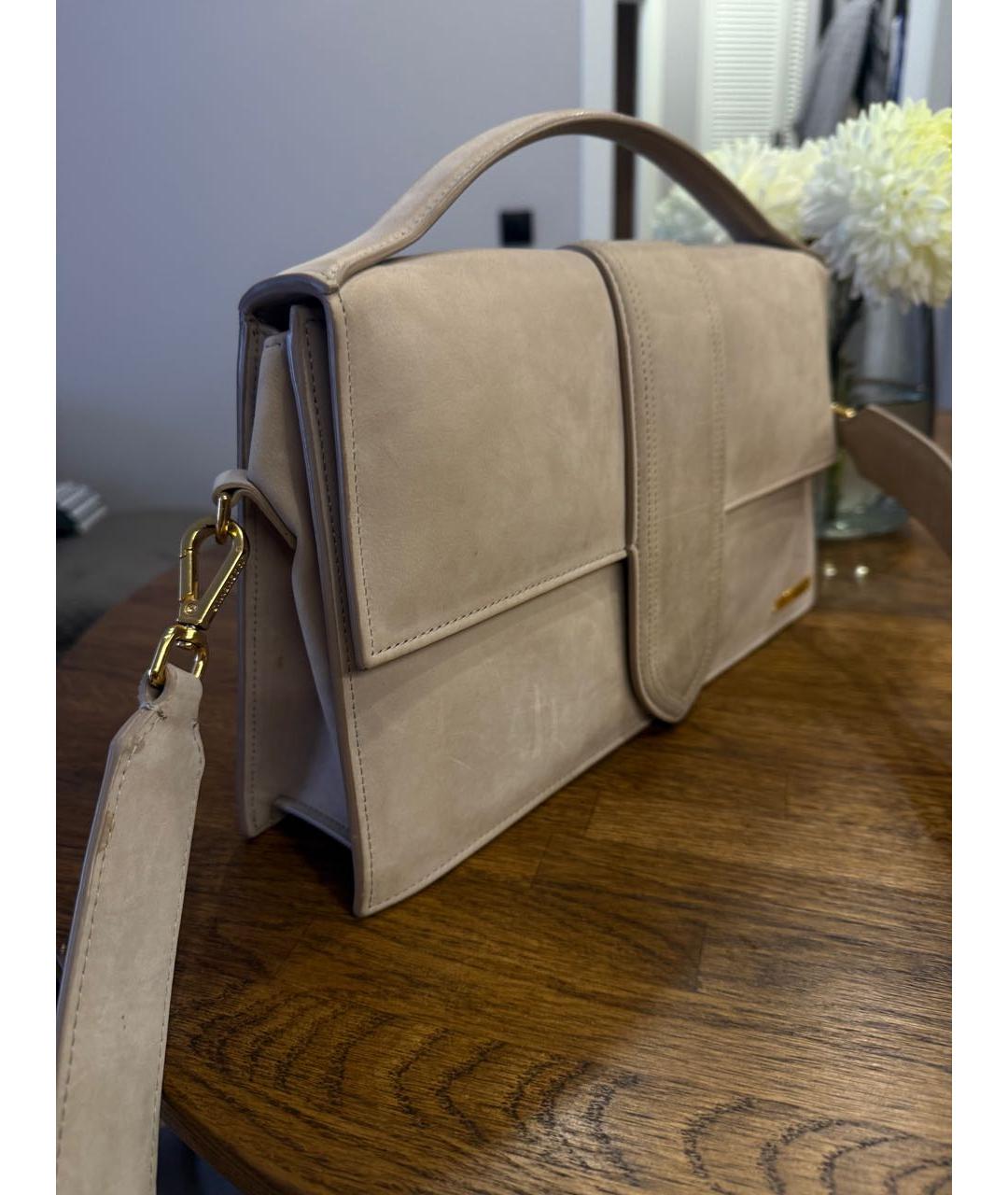 JACQUEMUS Серая замшевая сумка через плечо, фото 2