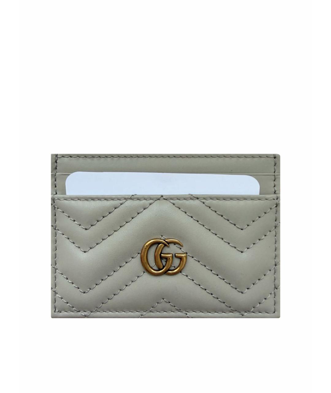 GUCCI Бежевая кожаная визитница, фото 1