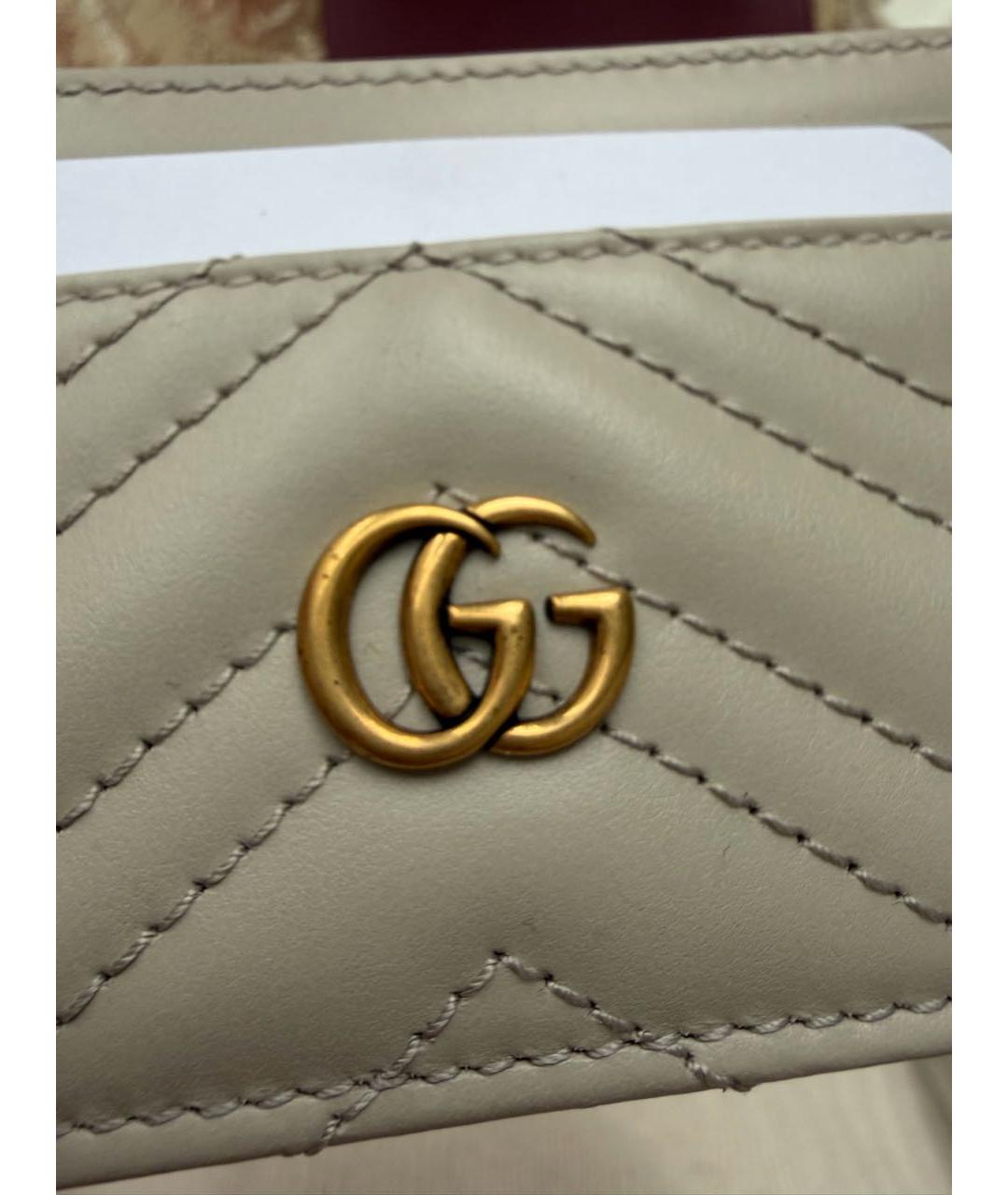 GUCCI Бежевая кожаная визитница, фото 3