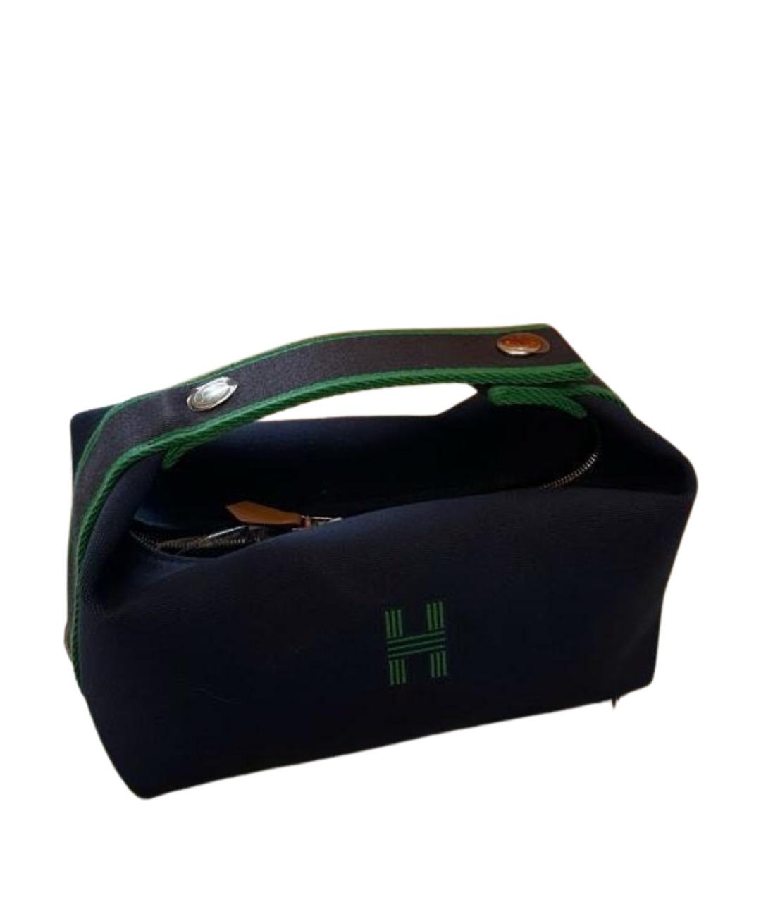 HERMES Темно-синяя хлопковая косметичка, фото 1