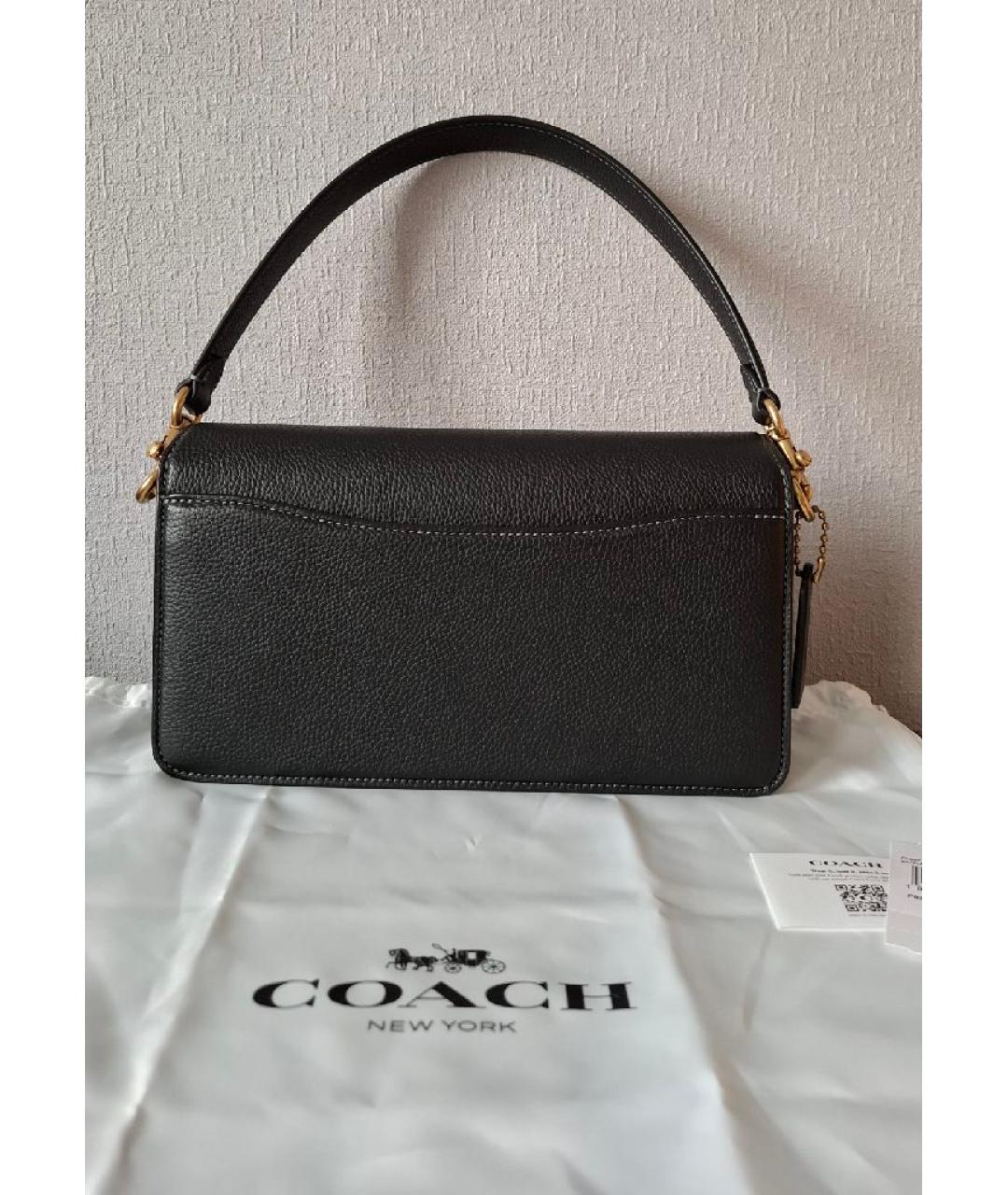 COACH Черная кожаная сумка с короткими ручками, фото 3