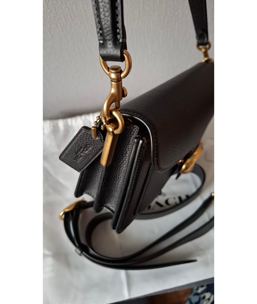 COACH Черная кожаная сумка с короткими ручками, фото 2