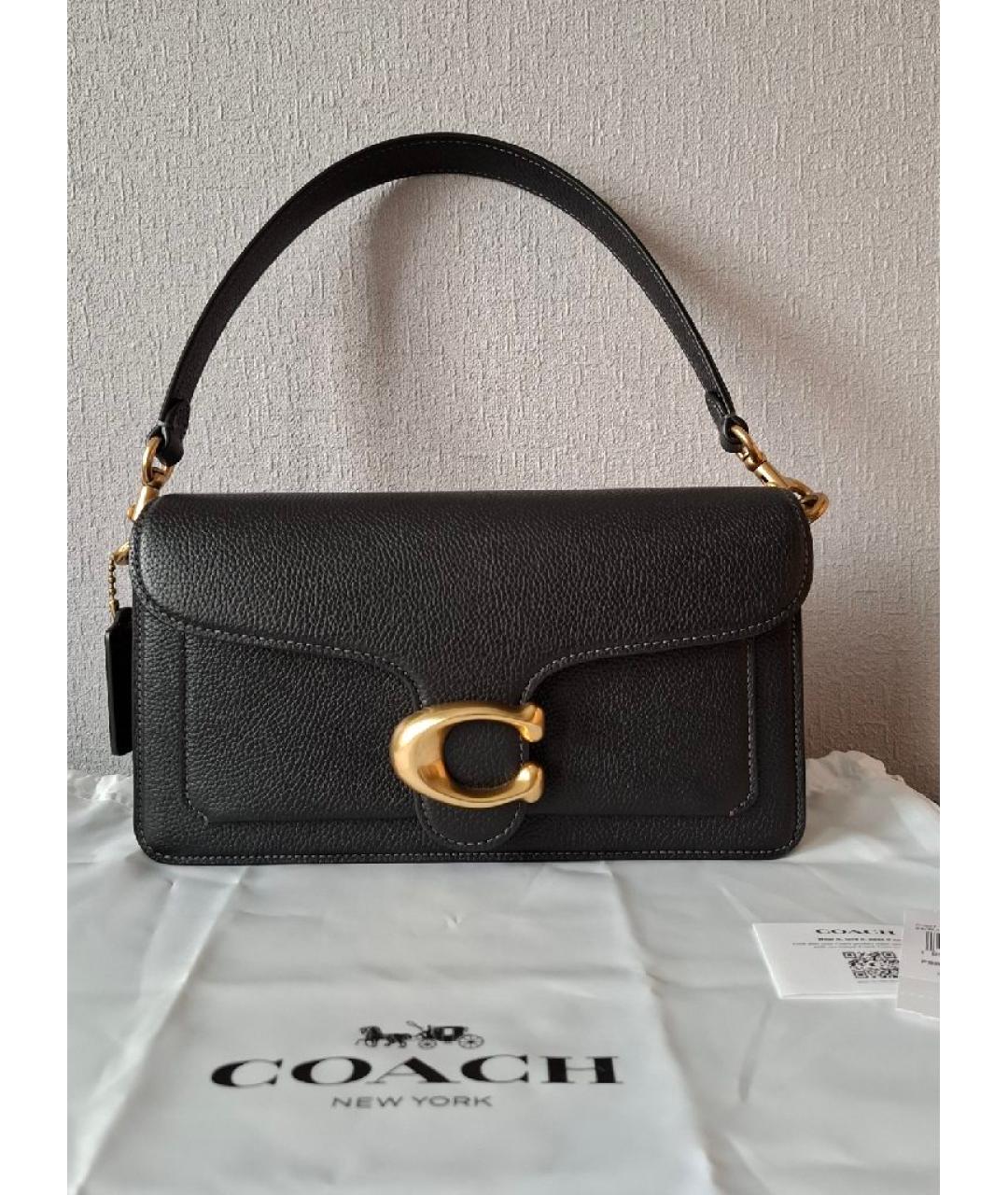 COACH Черная кожаная сумка с короткими ручками, фото 9