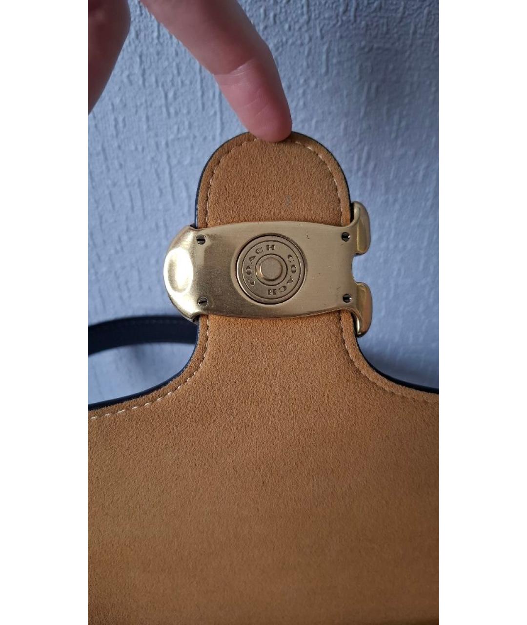 COACH Черная кожаная сумка с короткими ручками, фото 5