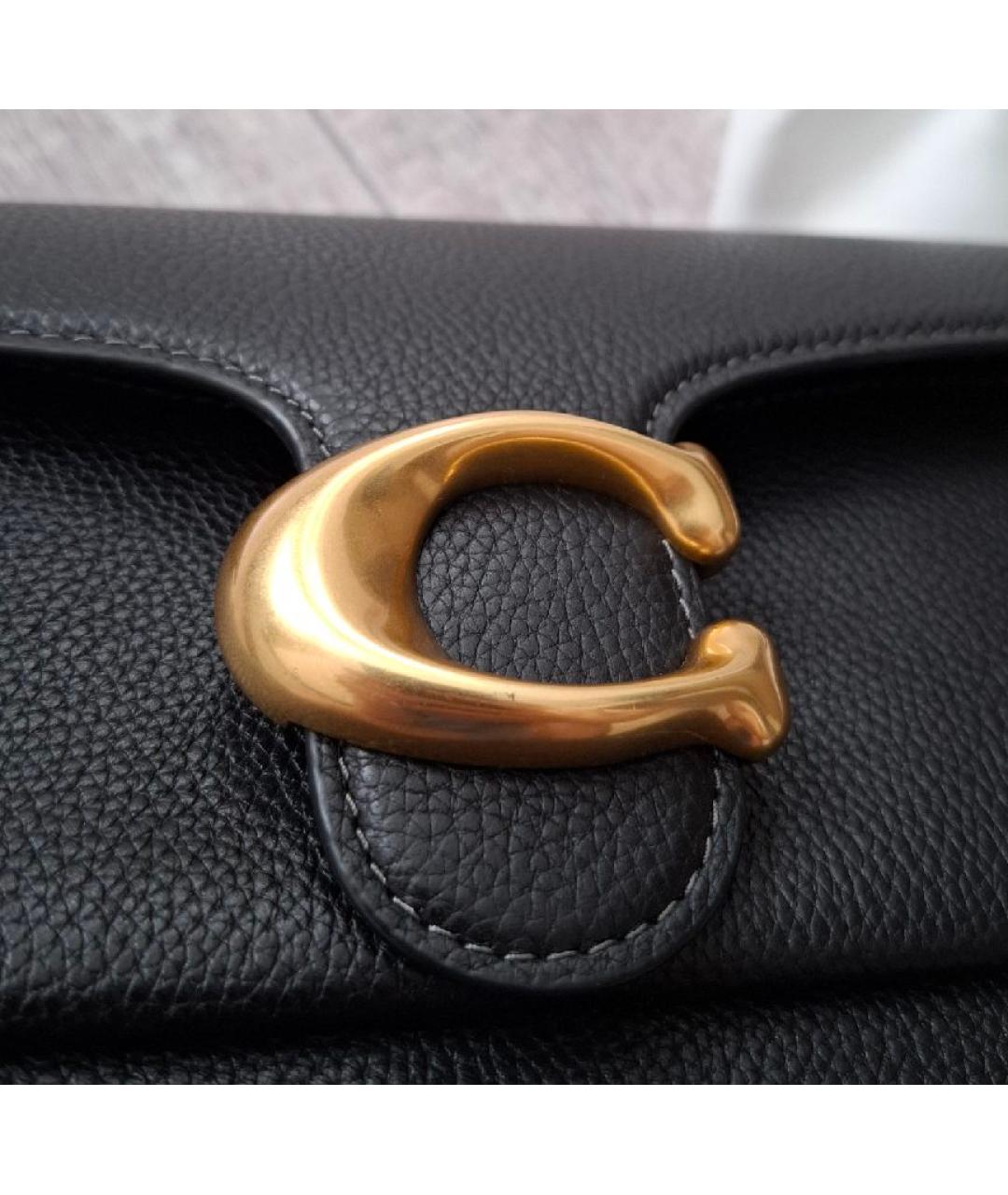 COACH Черная кожаная сумка с короткими ручками, фото 8