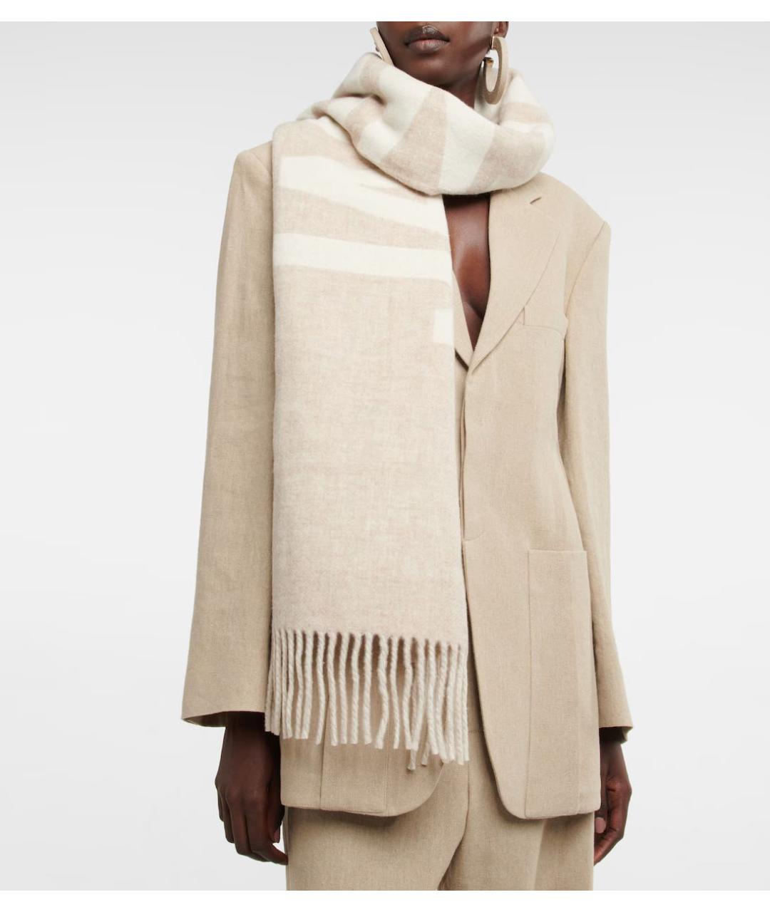 JACQUEMUS Бежевый шерстяной шарф, фото 4