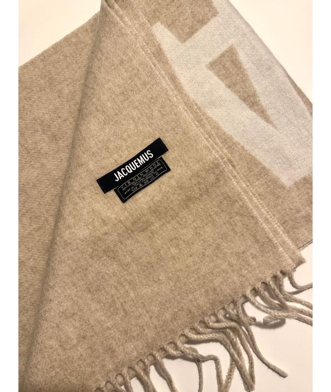 JACQUEMUS Бежевый шерстяной шарф, фото 3