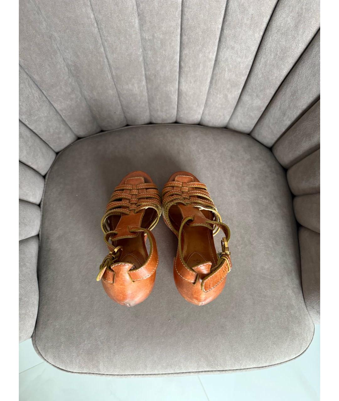 CHLOE Коричневые кожаные босоножки, фото 3