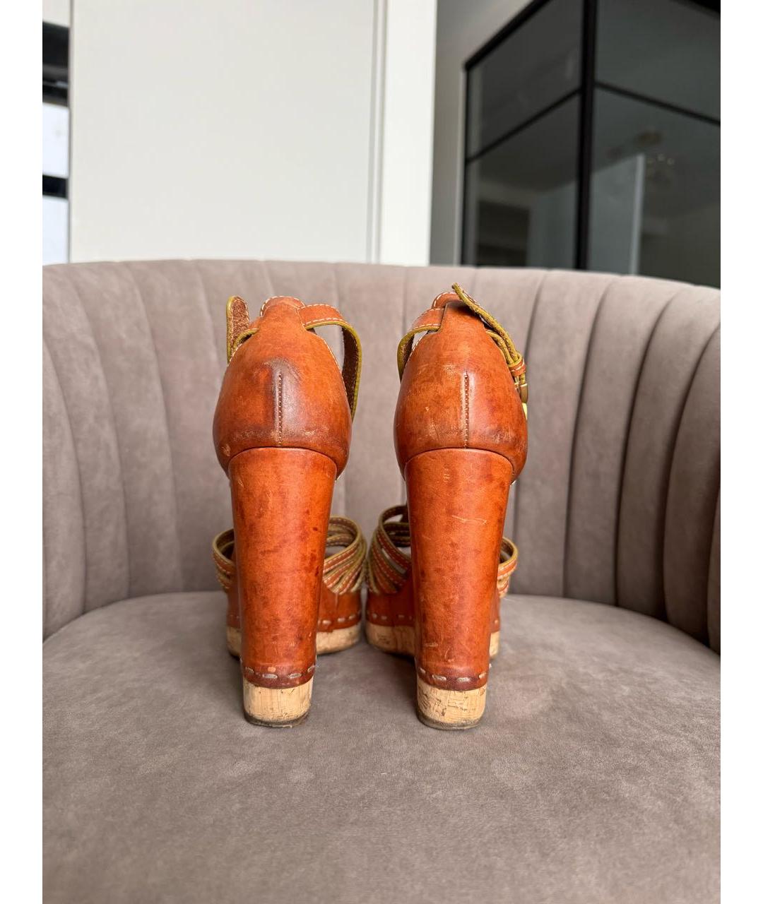 CHLOE Коричневые кожаные босоножки, фото 4