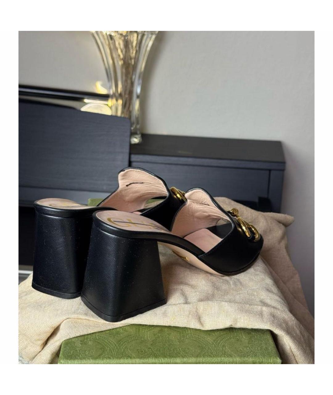 GUCCI Черные кожаные мюли, фото 3