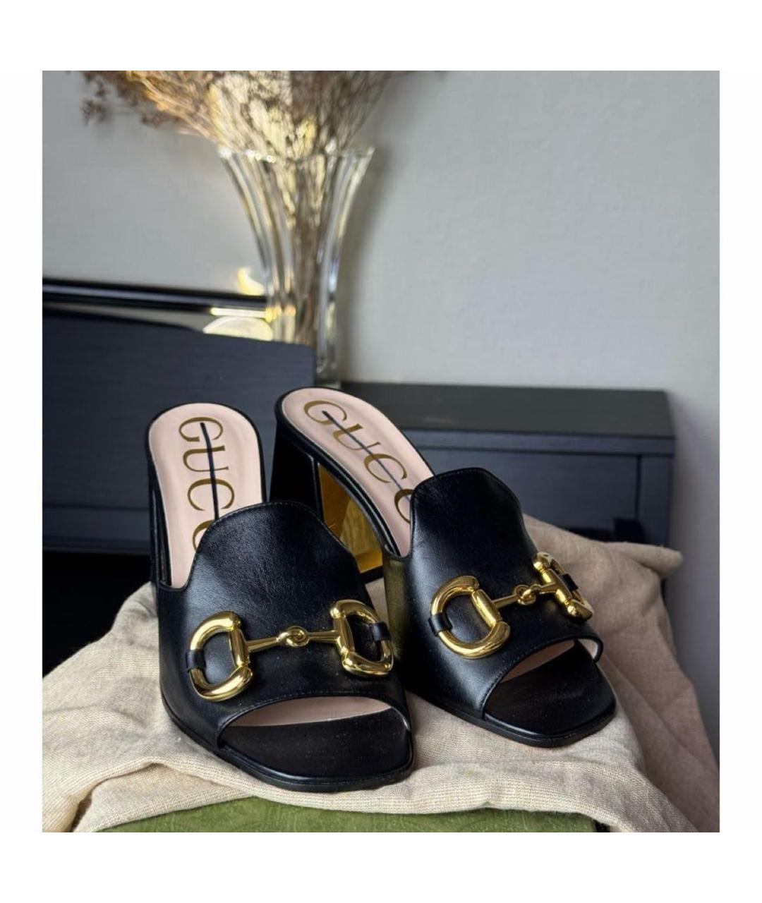 GUCCI Черные кожаные мюли, фото 6