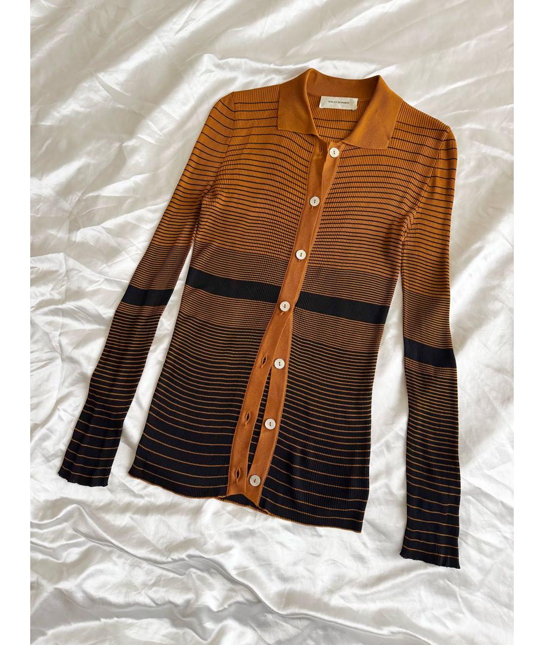 WALES BONNER Оранжевый вискозный кардиган, фото 4