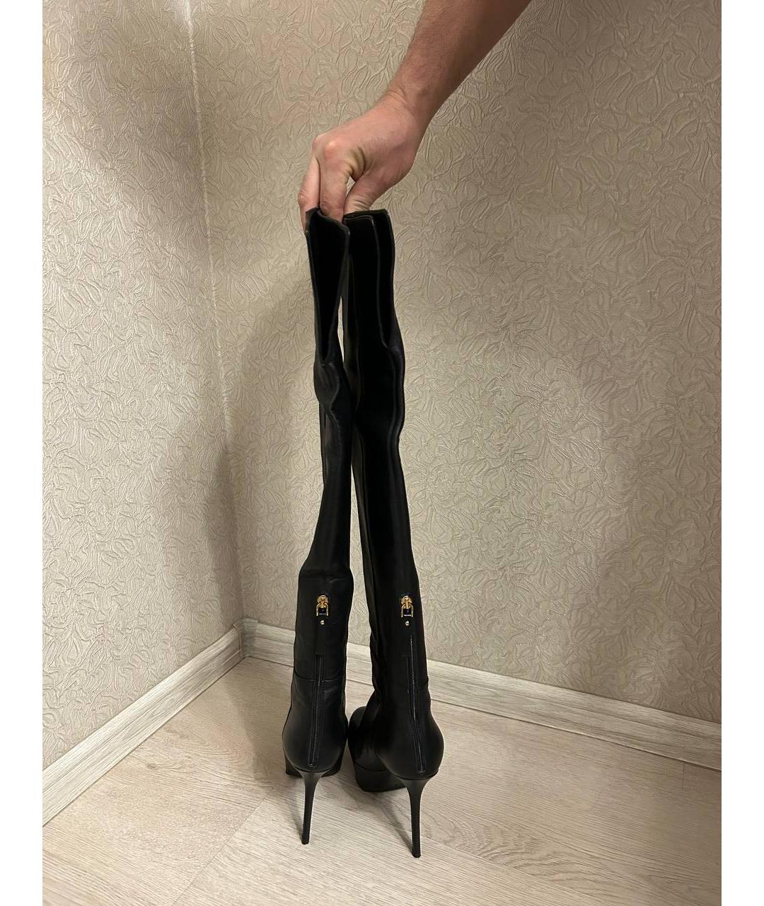 SERGIO ROSSI Черные кожаные ботфорты, фото 7