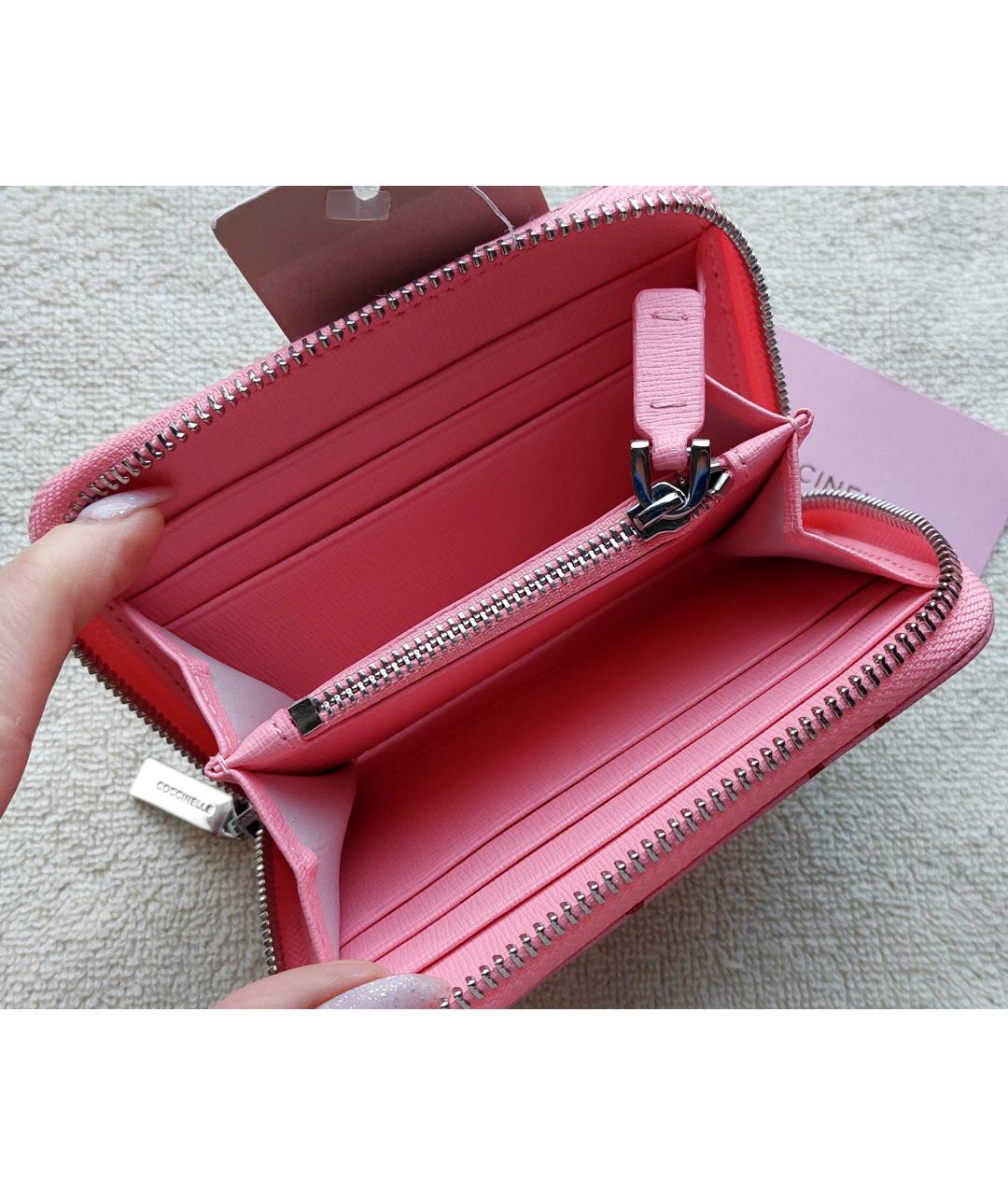 COCCINELLE Розовый кожаный кошелек, фото 4