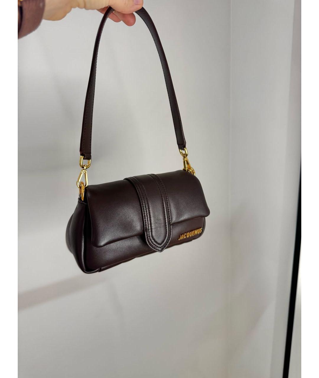 JACQUEMUS Коричневая кожаная сумка с короткими ручками, фото 2