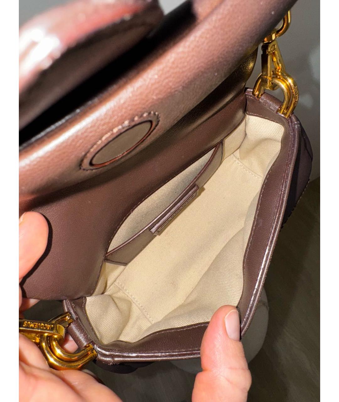 JACQUEMUS Коричневая кожаная сумка с короткими ручками, фото 4