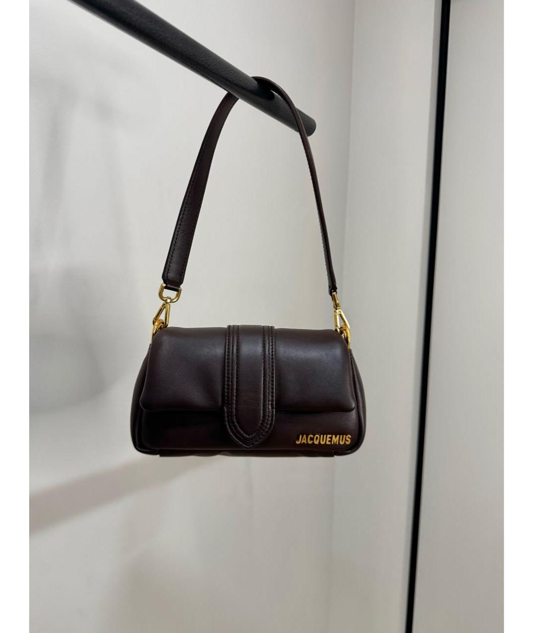 JACQUEMUS Коричневая кожаная сумка с короткими ручками, фото 7