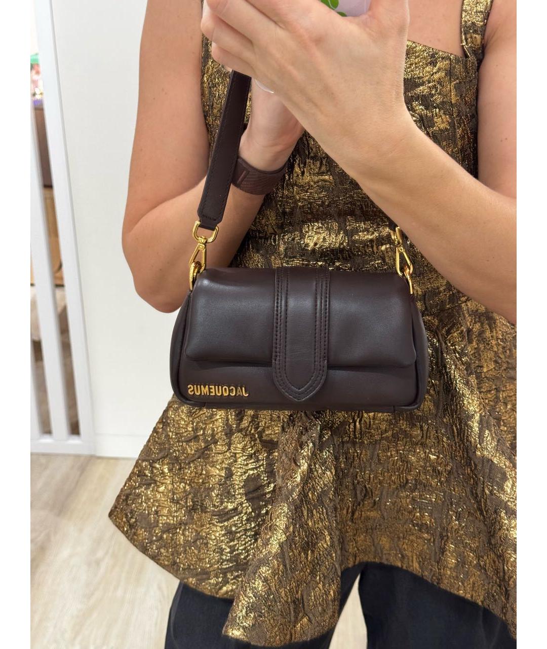 JACQUEMUS Коричневая кожаная сумка с короткими ручками, фото 6