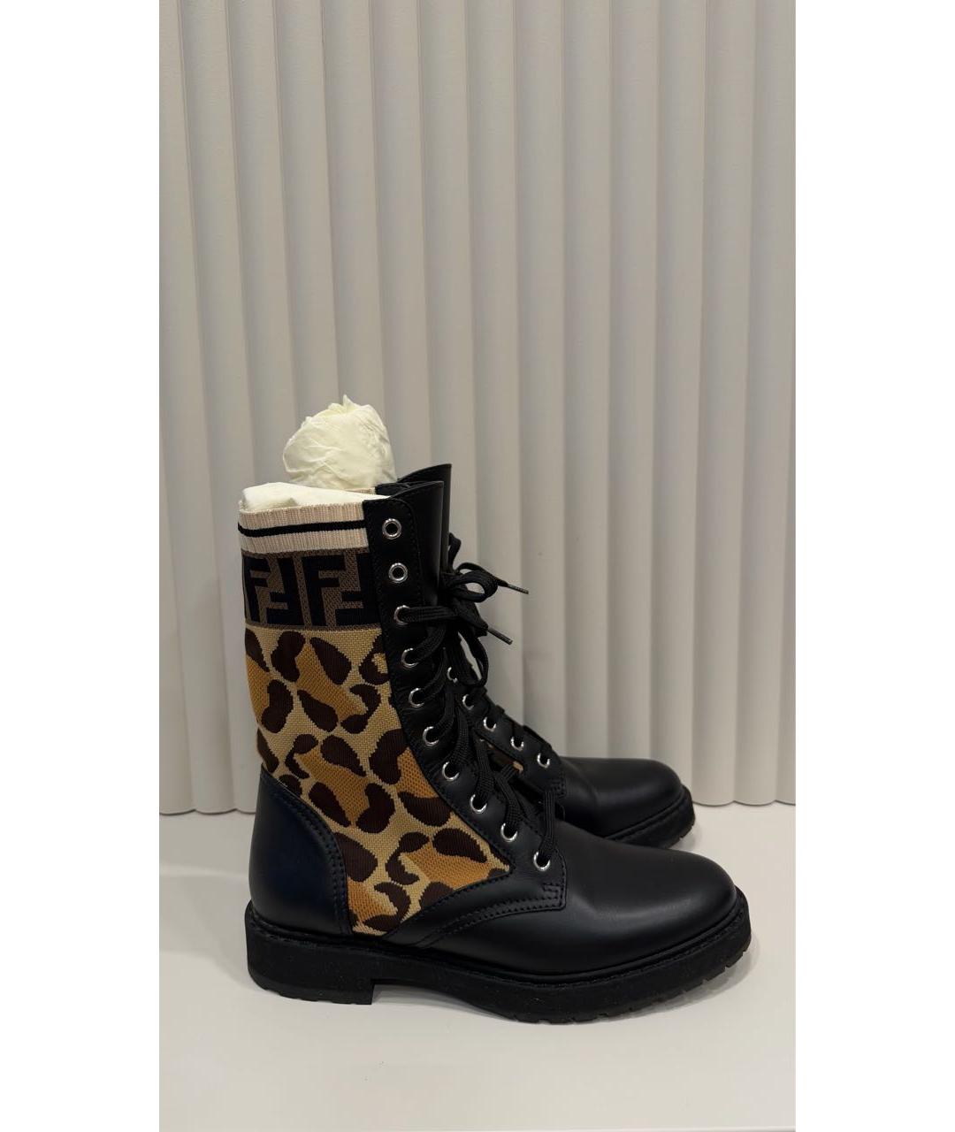 FENDI Черные кожаные ботинки, фото 5