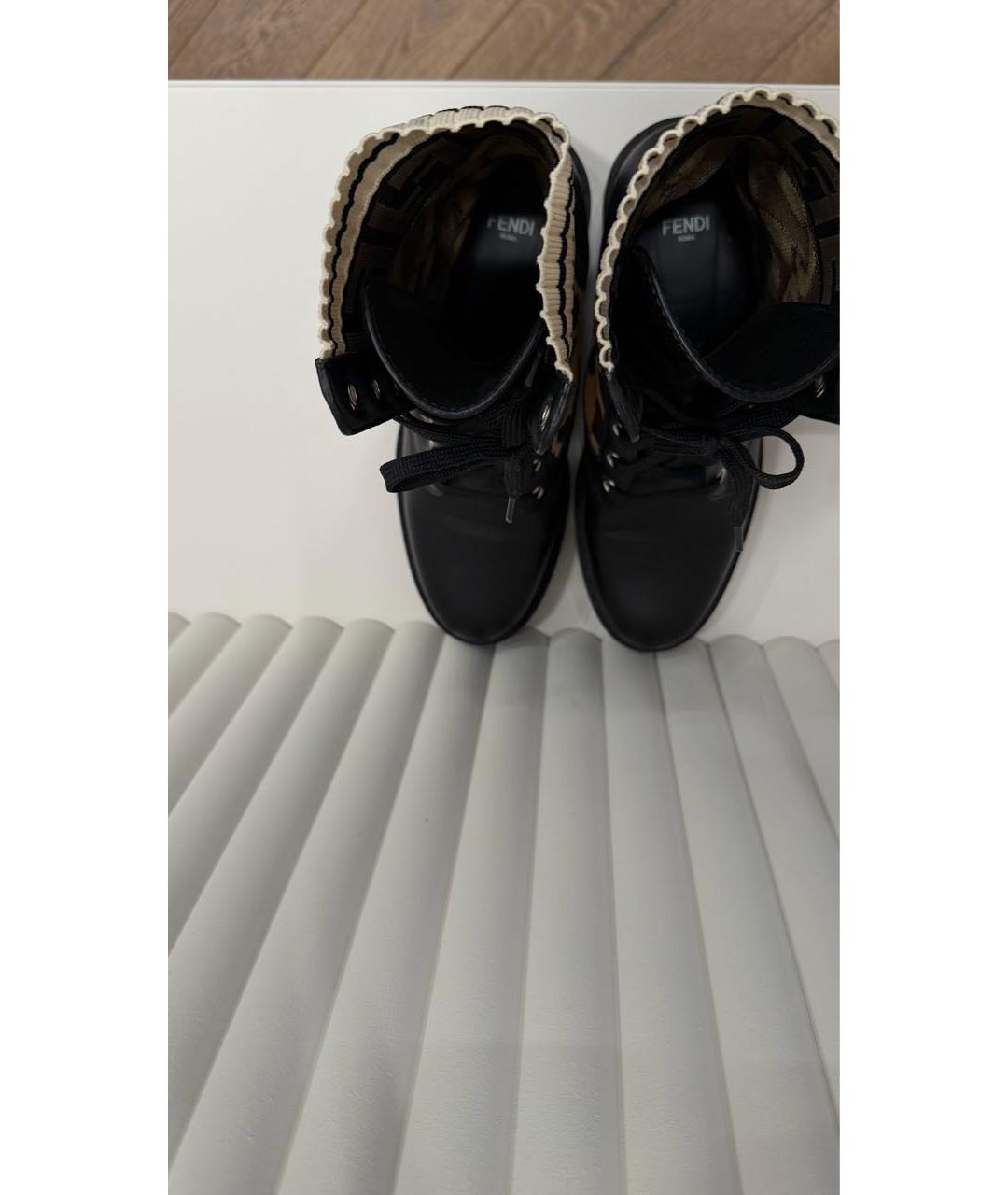 FENDI Черные кожаные ботинки, фото 4