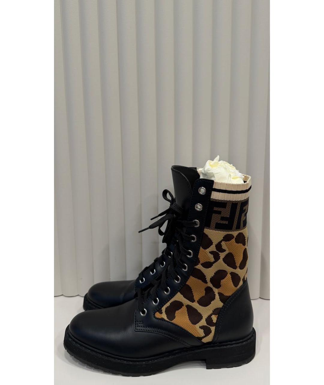 FENDI Черные кожаные ботинки, фото 3