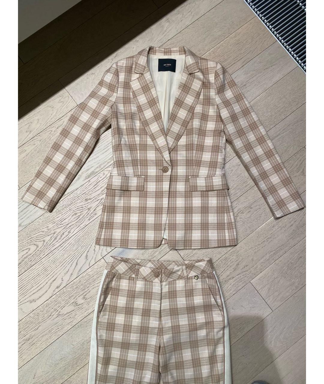 TWIN-SET Бежевый шерстяной костюм с брюками, фото 9