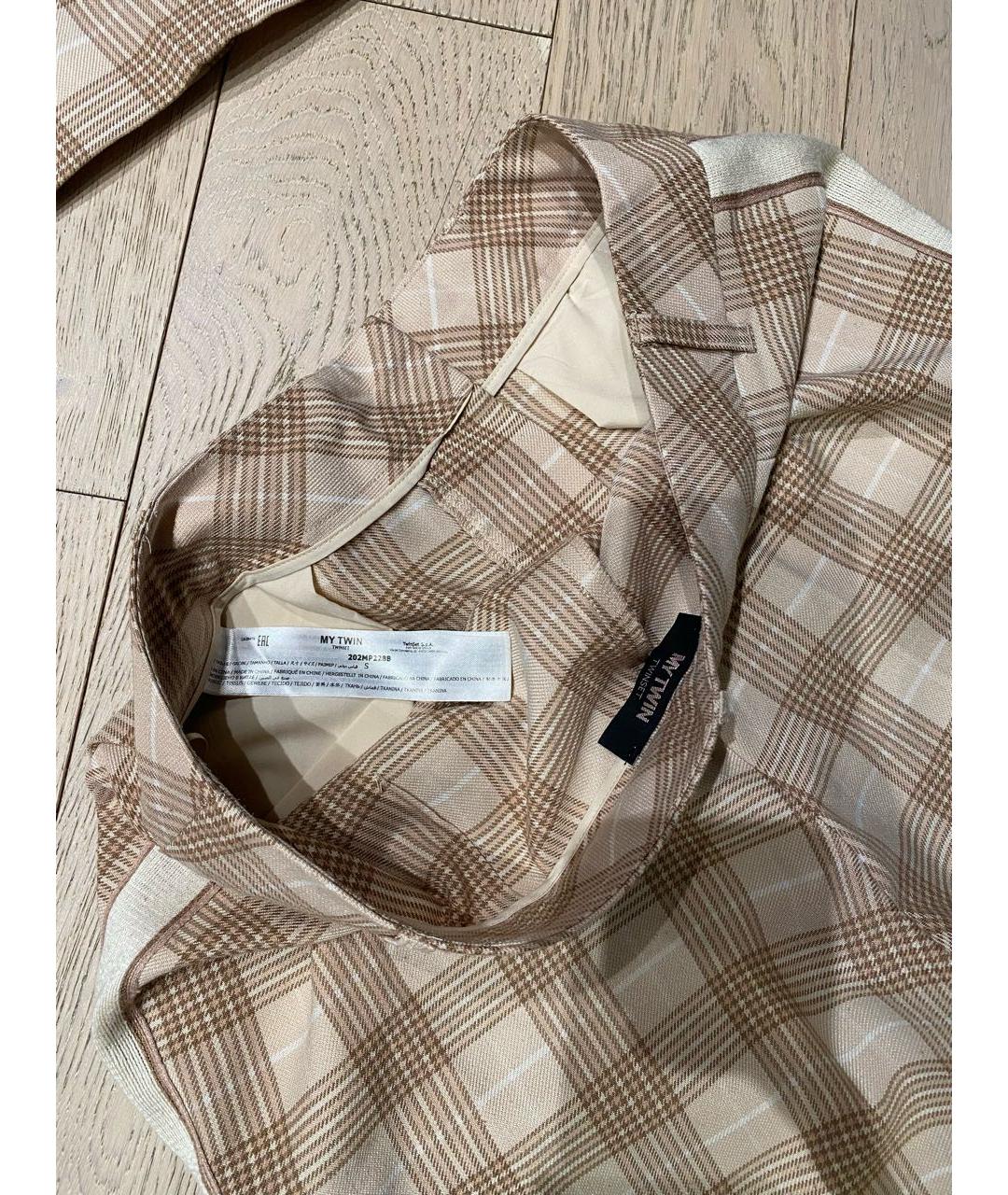 TWIN-SET Бежевый шерстяной костюм с брюками, фото 7