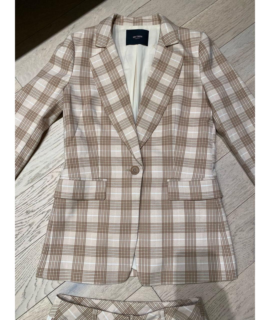 TWIN-SET Бежевый шерстяной костюм с брюками, фото 4