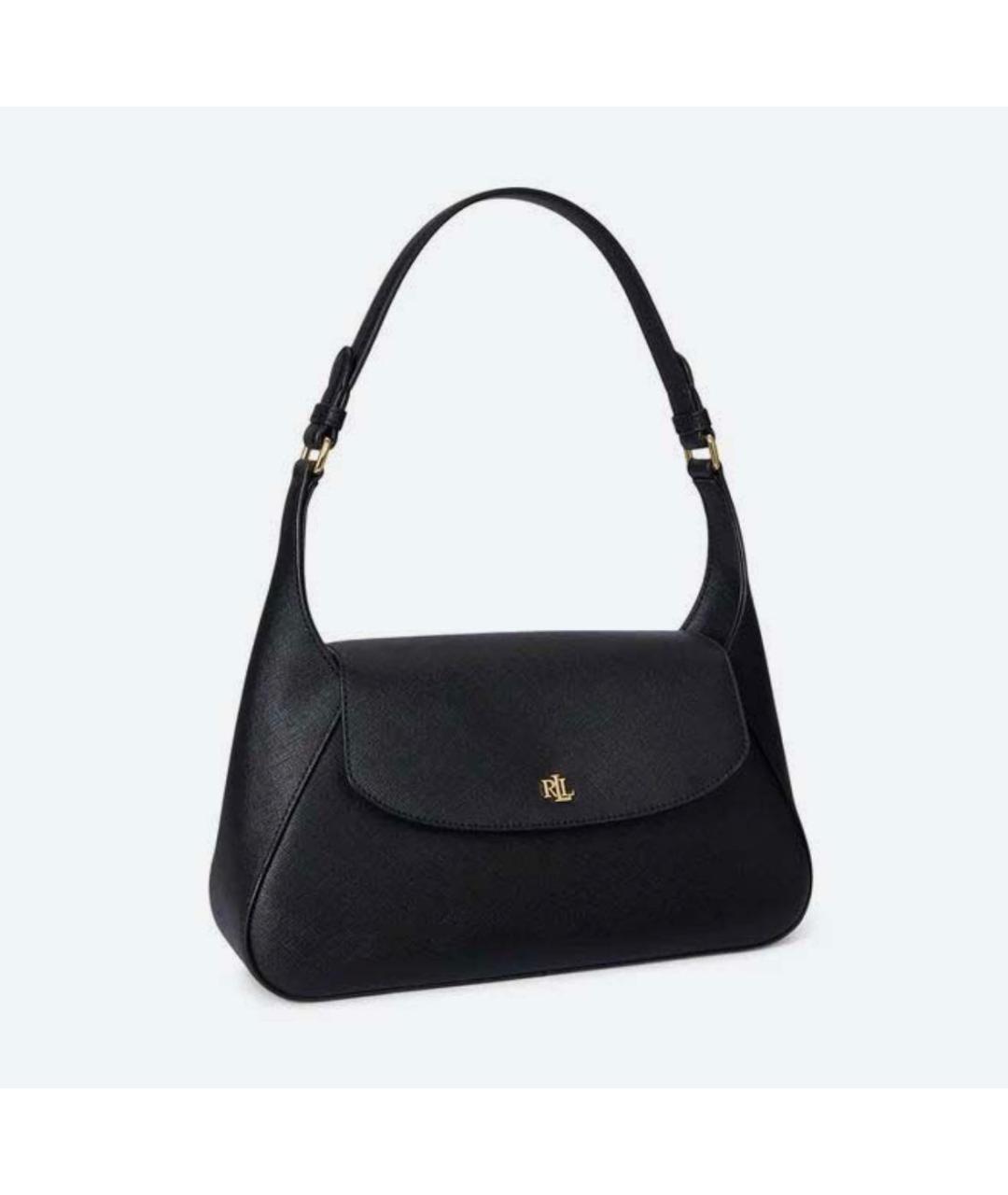 RALPH LAUREN Черная кожаная сумка через плечо, фото 2