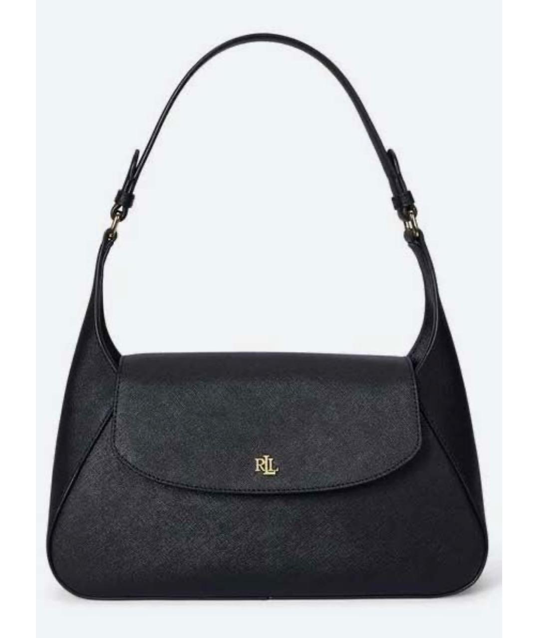RALPH LAUREN Черная кожаная сумка через плечо, фото 6