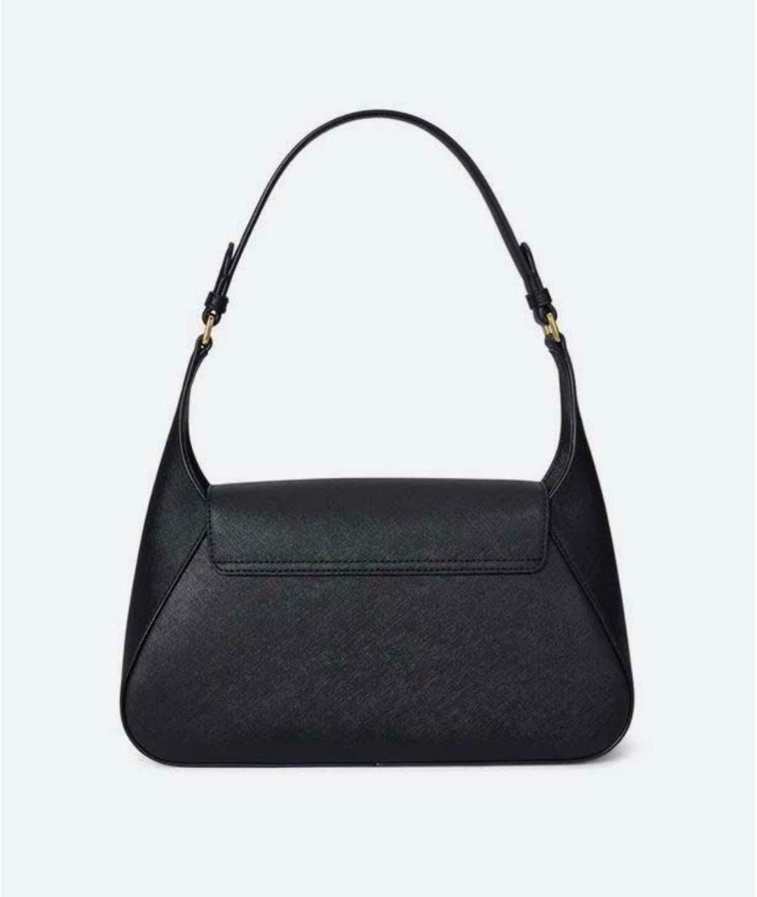 RALPH LAUREN Черная кожаная сумка через плечо, фото 3