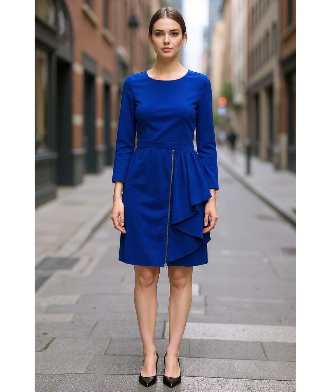 BOUTIQUE MOSCHINO Синее ацетатное платье, фото 2