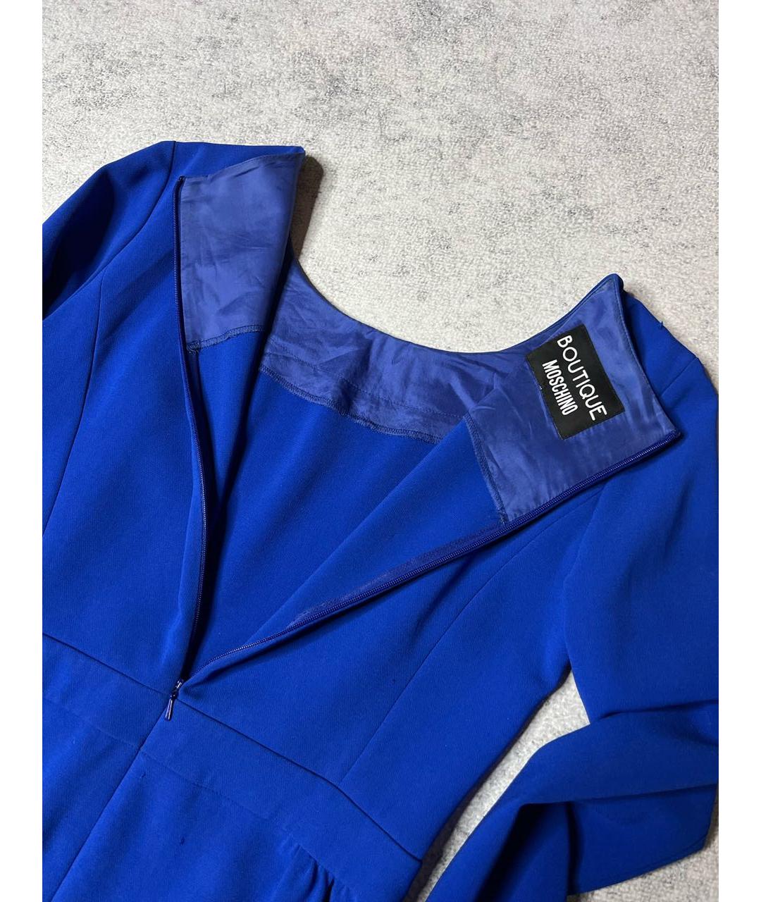 BOUTIQUE MOSCHINO Синее ацетатное платье, фото 6