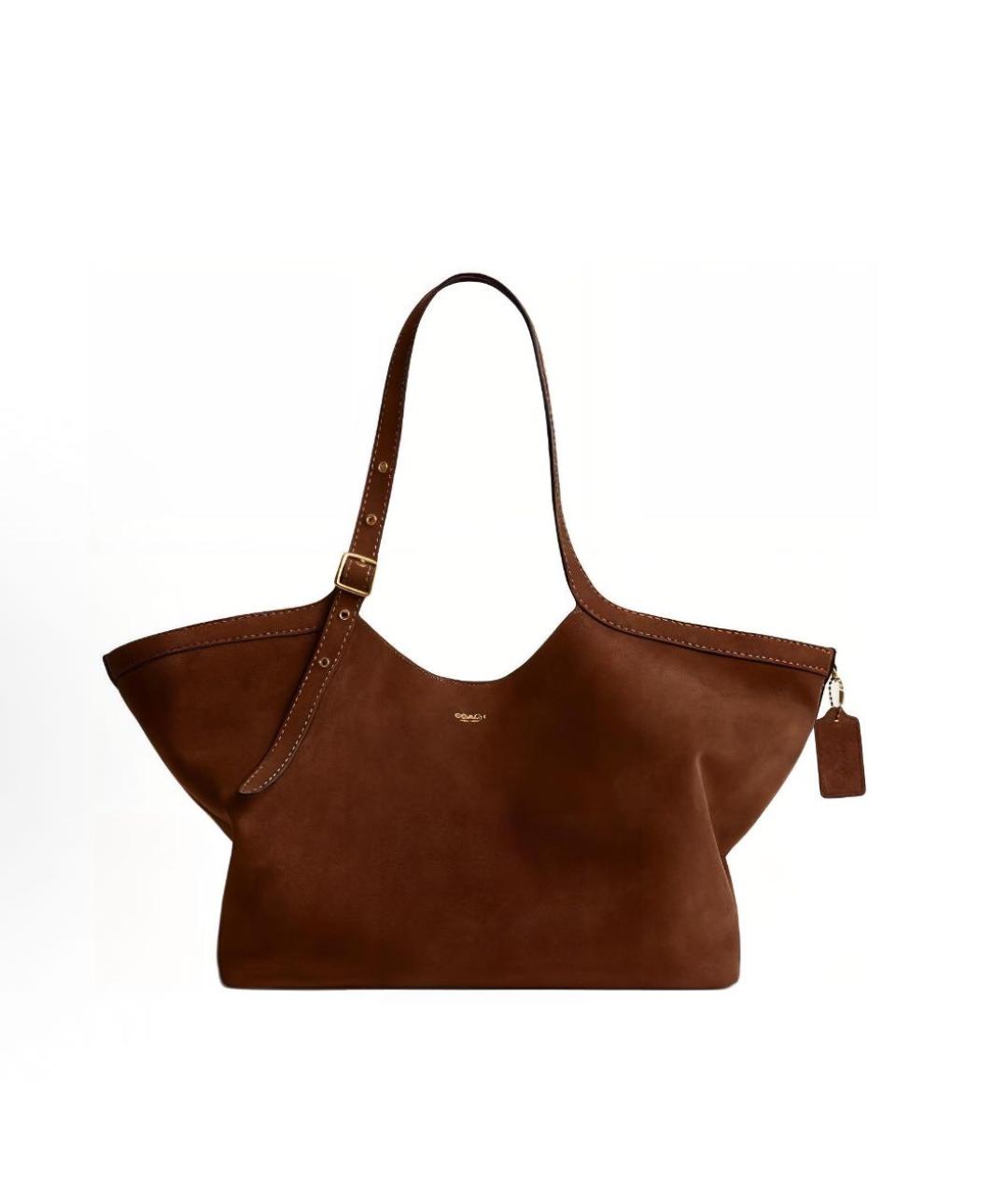 COACH Коричневая замшевая сумка тоут, фото 1