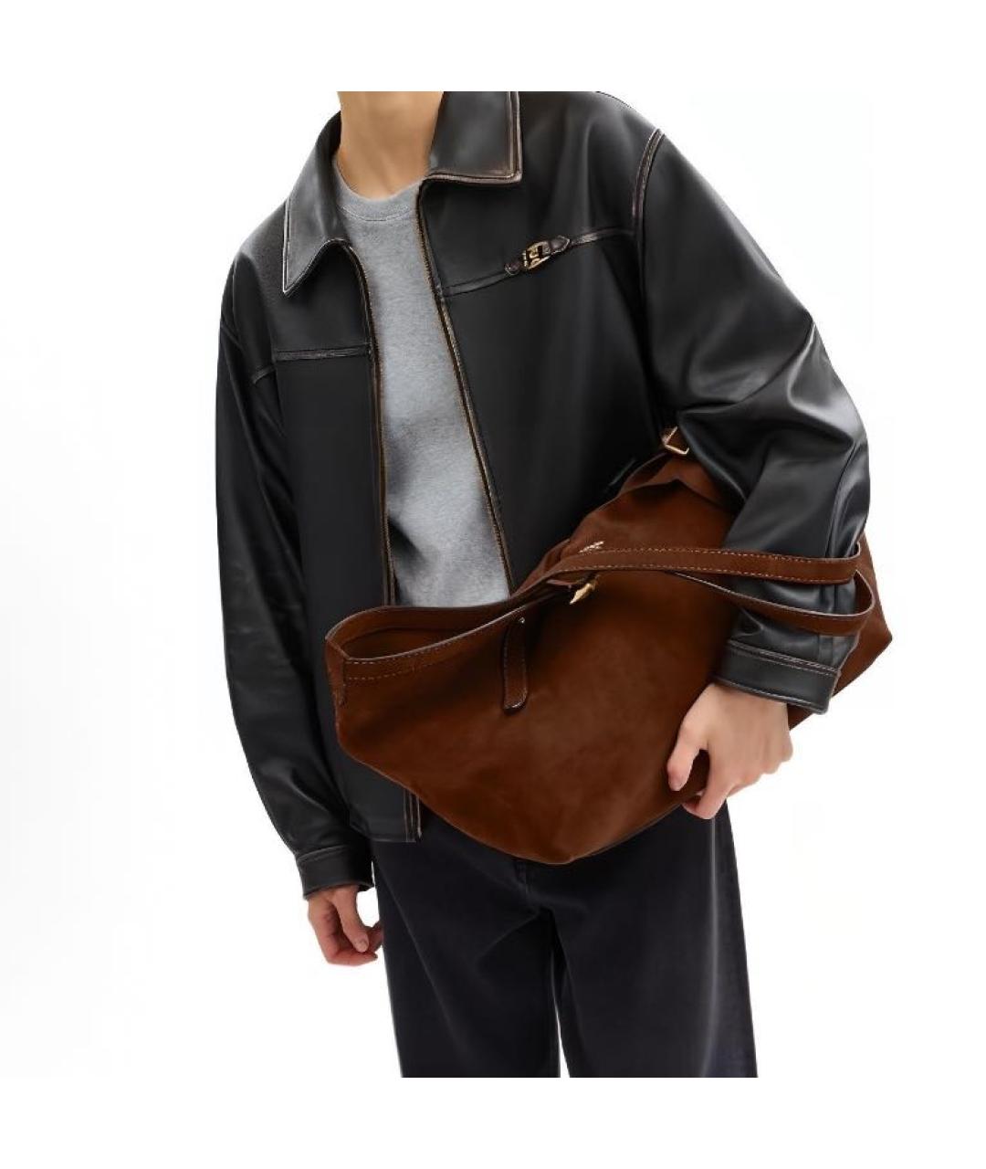 COACH Коричневая замшевая сумка тоут, фото 5